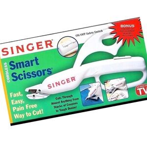 Singer Electric Scissors Handheld Battery Operated White with Spare Blade